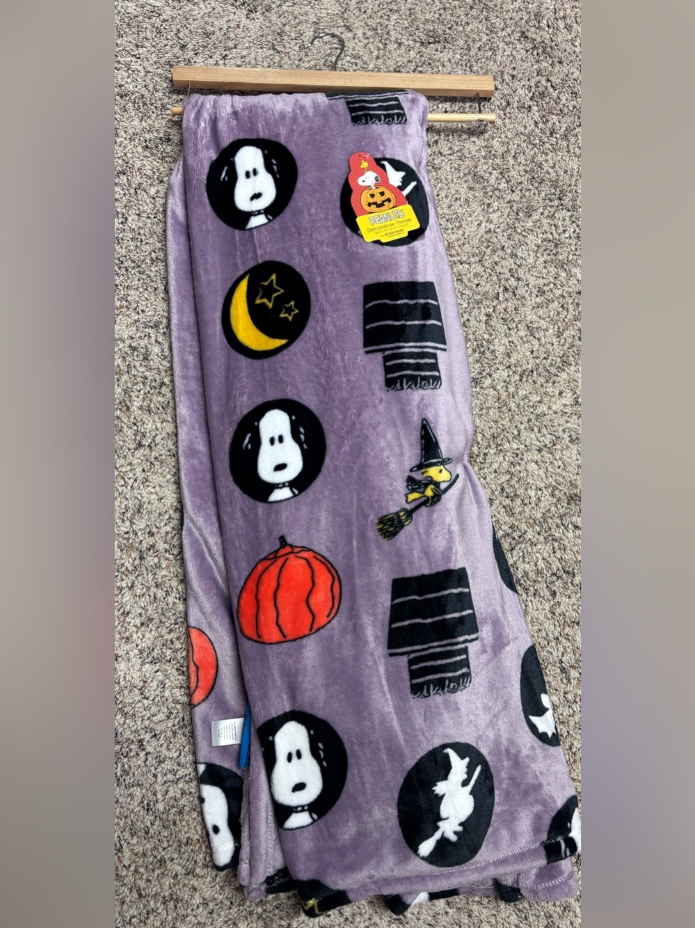 Peanuts Halloween Snoopy & Woodstock Purple Throw Blanket